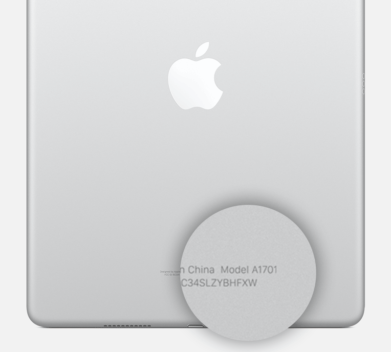 Image showing where the model number is on the back of an iPhone.