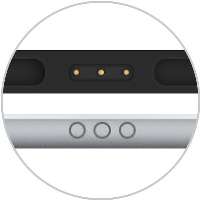 Imagem mostrando o Smart Connector na borda do iPad