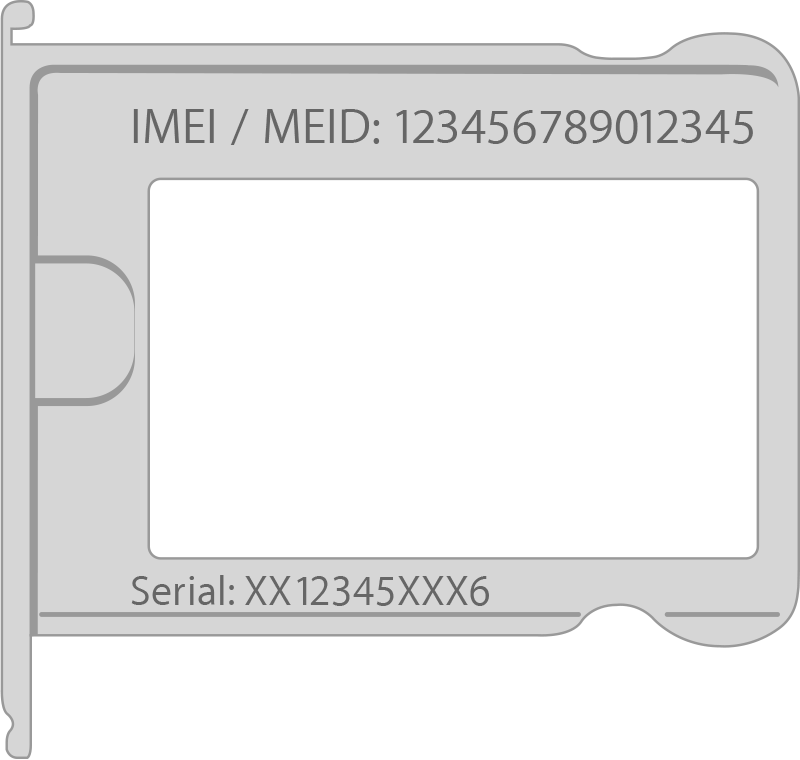 Серийный номер и номер IMEI/MEID на лотке SIM-карты моделей iPhone 3 или iPhone 4