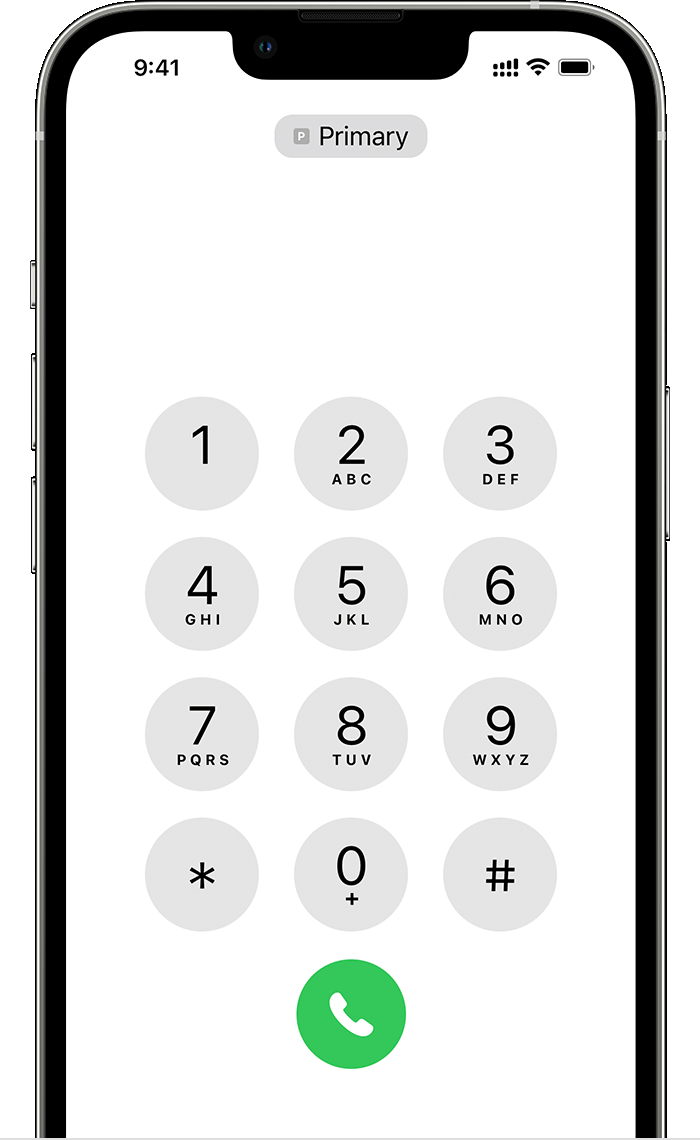 iPhone screen showing the phone keypad