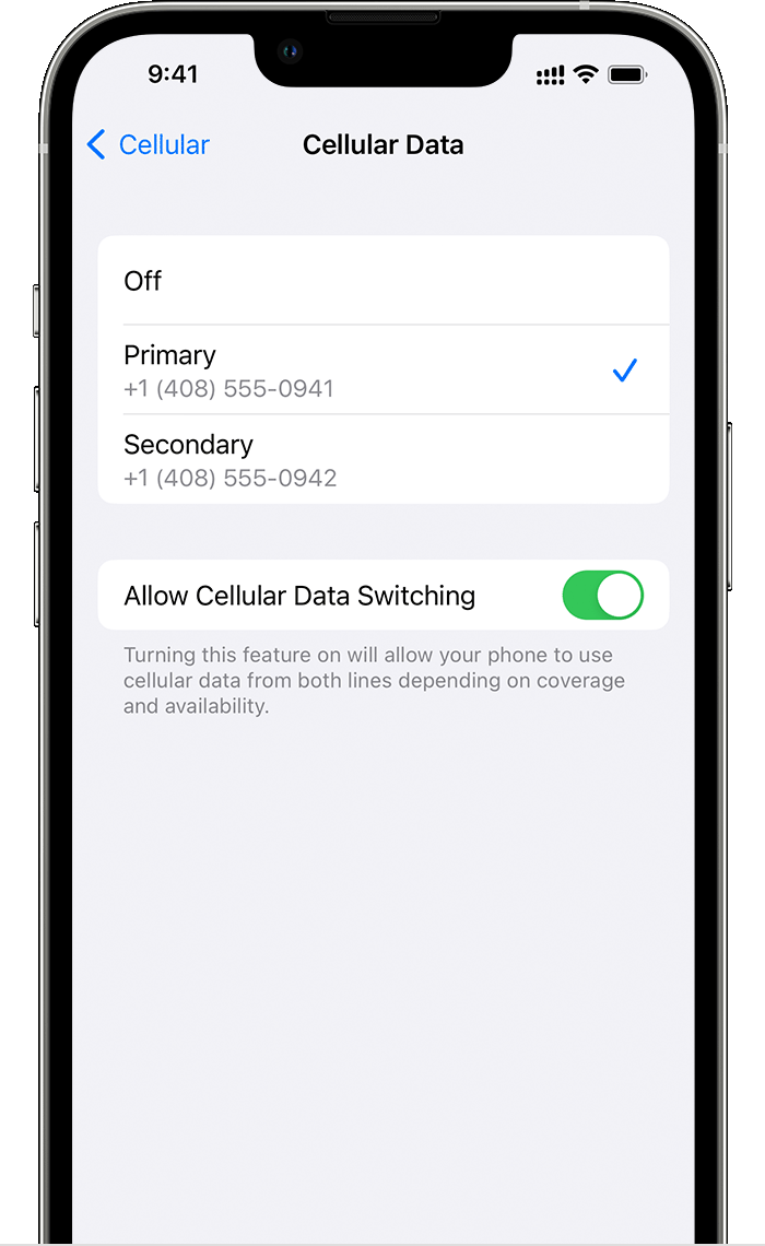 iPhone screen showing the Mobile Data settings
