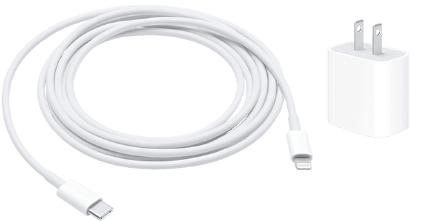 Lightning to USB and a USB-C wall adapter