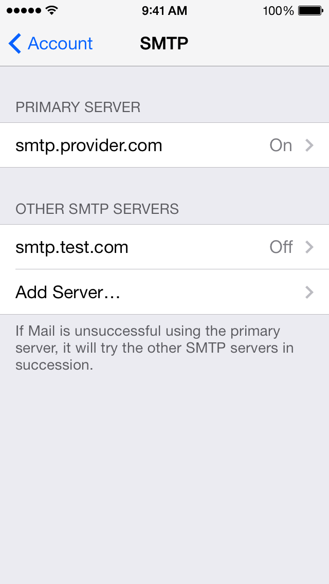 Impostazioni SMTP