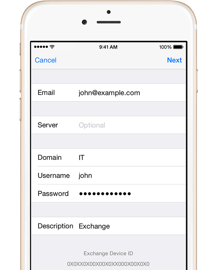 Настройка exchange на iphone