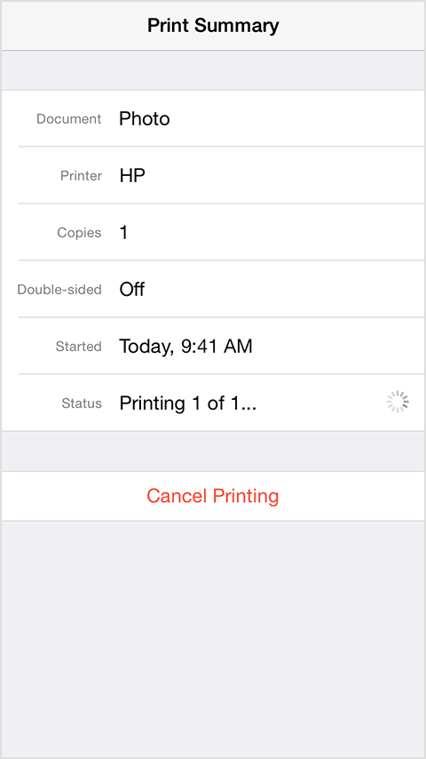 Use the App Switcher to cancel or view a current print job.