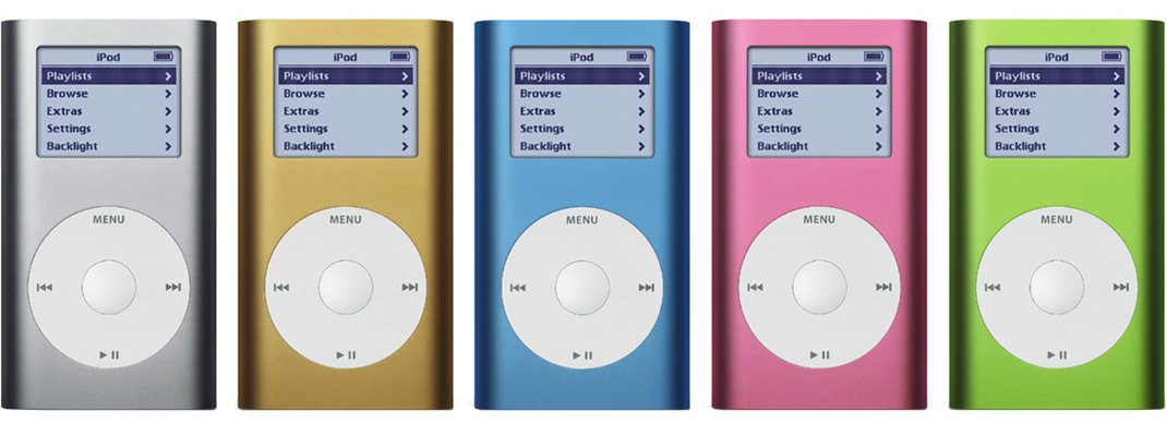 iPod mini prišiel na trh v piatich prevedeniach. Ako jedno z prvých zariadení začalo používať na svoje šasi hliník - svetapple.sk