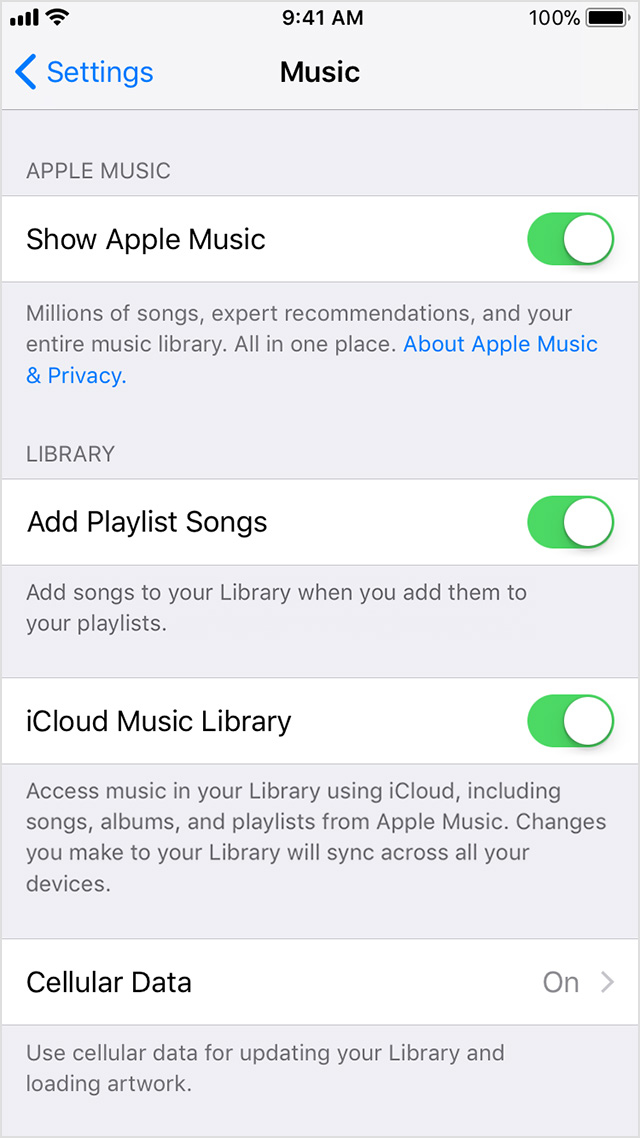 Turn on iCloud Music Library - Apple Support