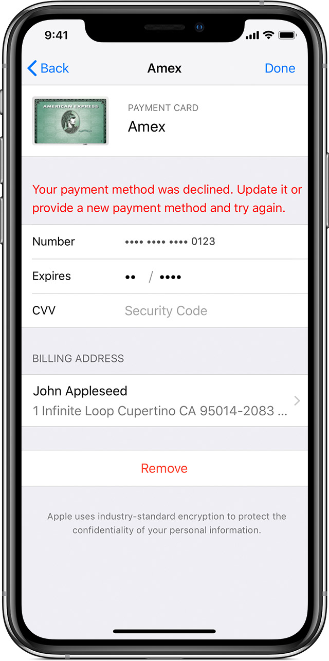 If Your Payment Method Is Declined In The App Store Or Itunes Store Apple Support