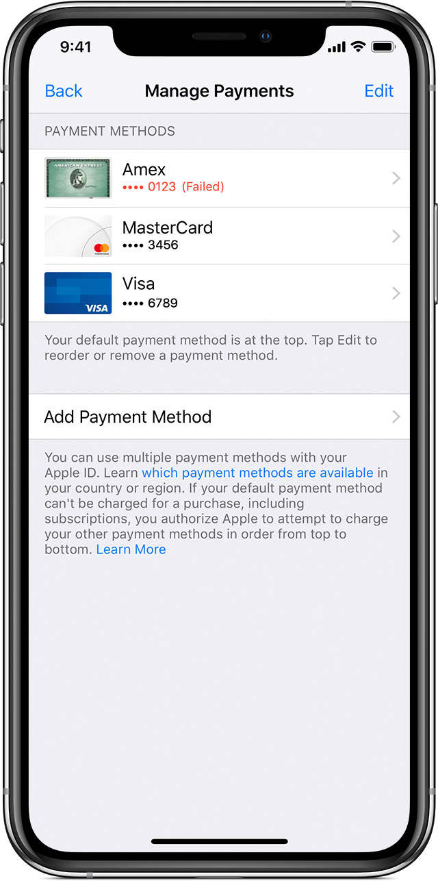 If Your Payment Method Is Declined In The App Store Or Itunes Store Apple Support