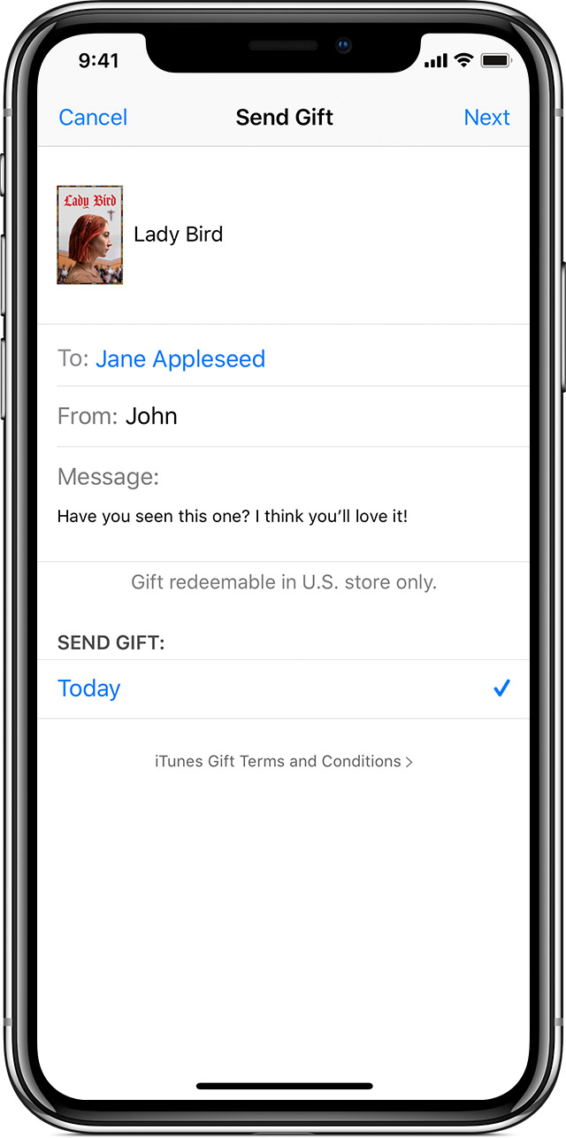 Send App Store & iTunes Gifts via email - Apple Support