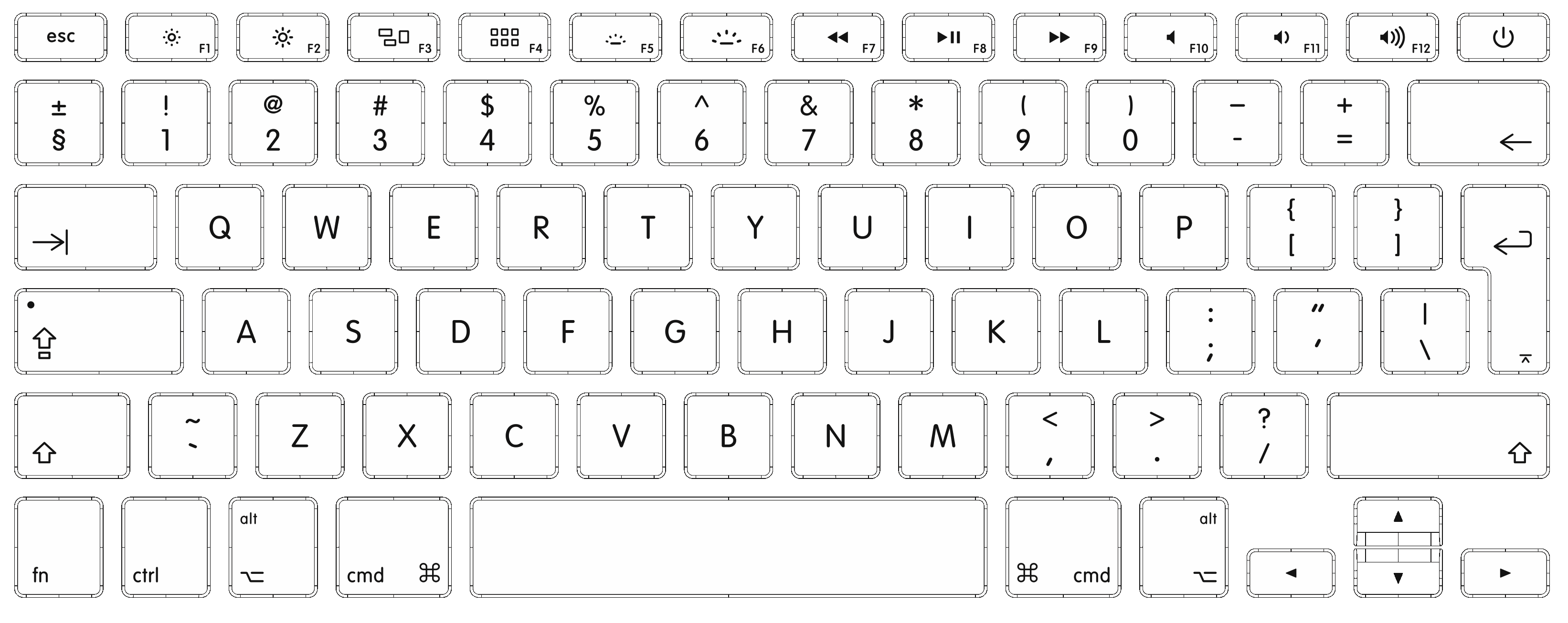 What are the keyboard layouts of a MacBook Pro 15