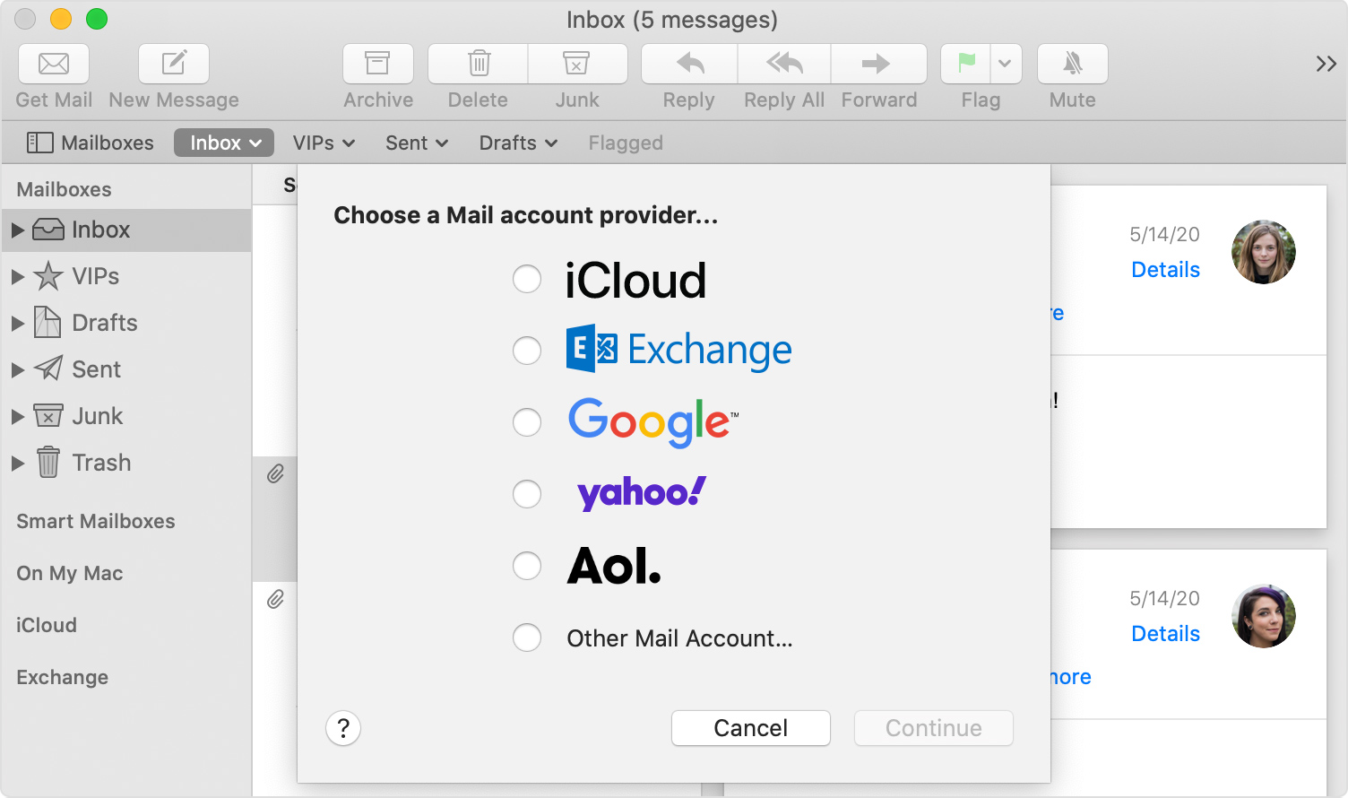 how to set up a new email account on mac