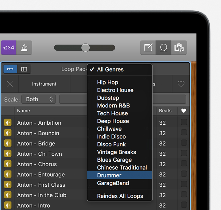 Use Drummer Loops in GarageBand for Mac 