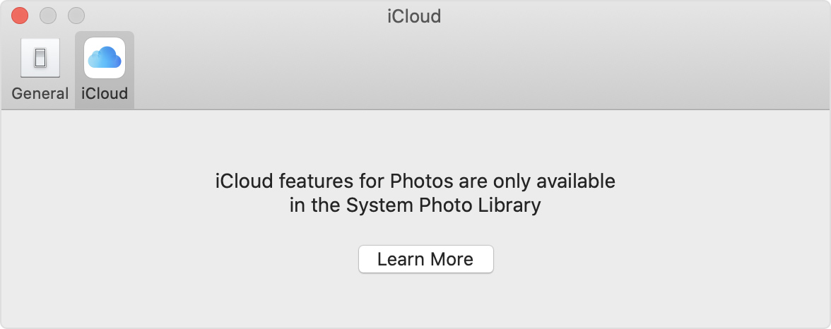cannot click on options next to photos for icloud photo library mac
