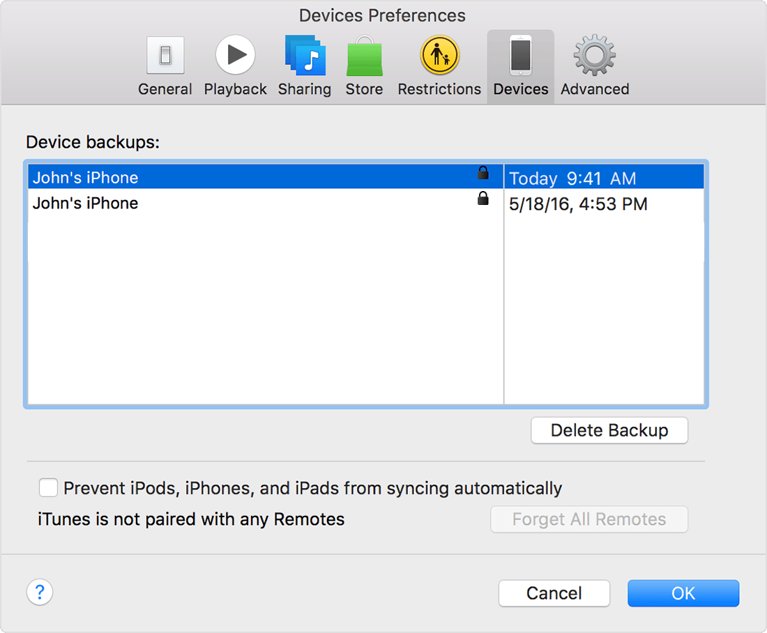 Encrypted iTunes show lock icons.