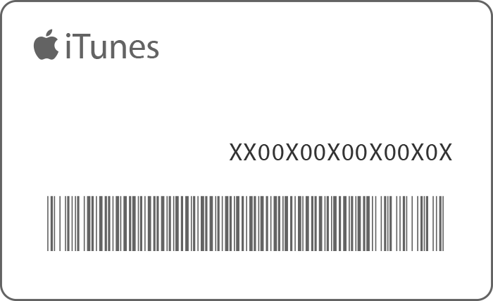 An iTunes gift card with the 16 digit code on the right, above the bar code.