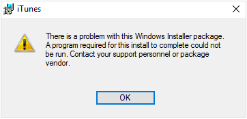 cannot install itunes on windows 10 installer package