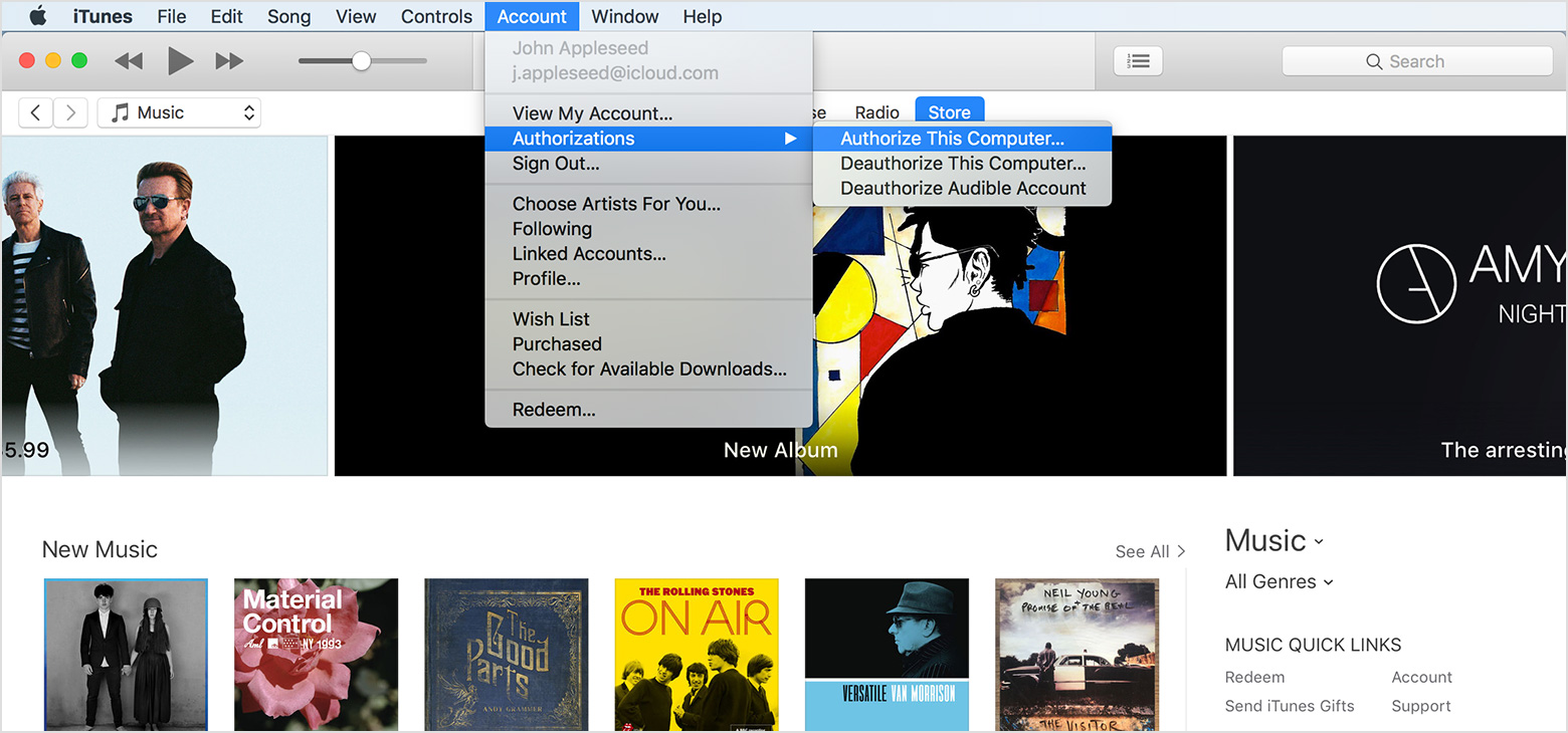 how do you authorize your mac for itunes