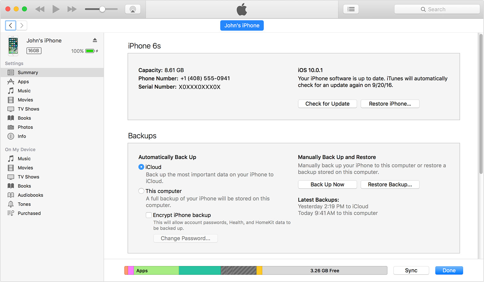 Make an iTunes backup of your iPhone, iPad, or iPod touch