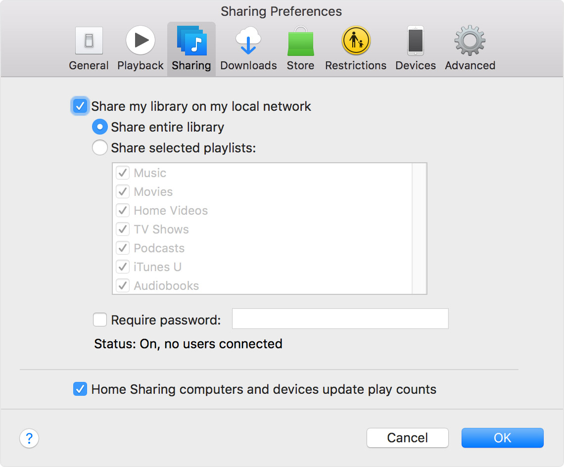mac wake for network access share +itunes