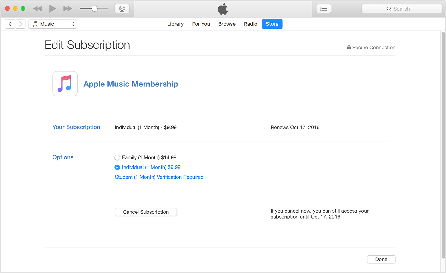 cancel itunes subscription mac