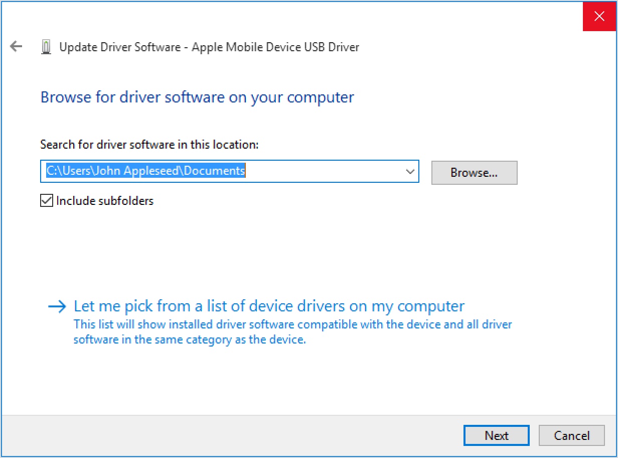 manually update apple usb driver windows 10