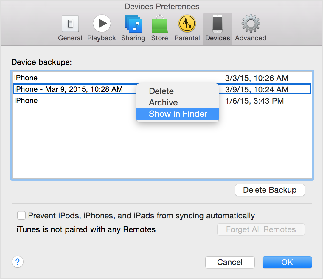 finding my iphone backup on my pc