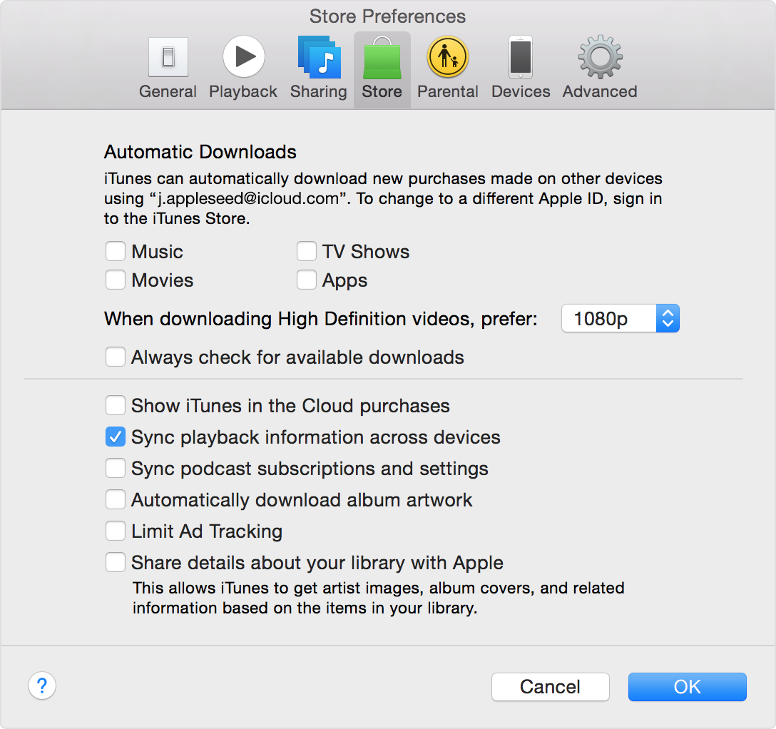 itunes audio playback settings