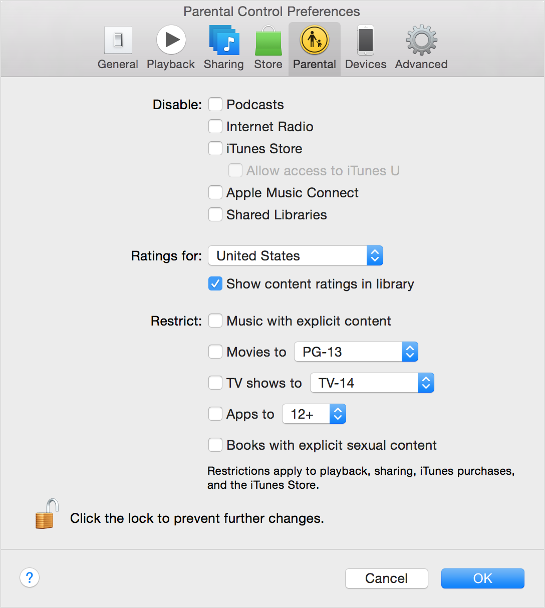 how to set parental controls for the itunes store and the mac app store