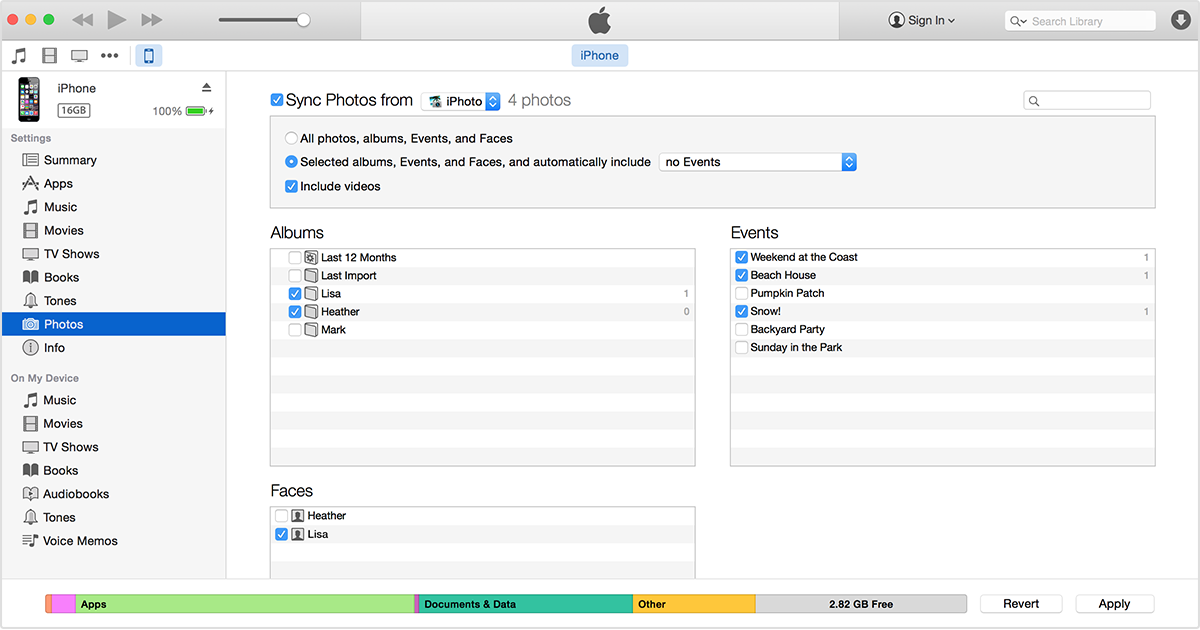 Sync photos from your computer to your iOS device using iTunes