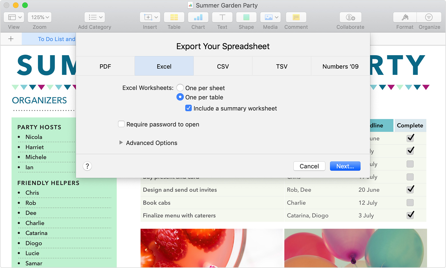 mac numbers to excel