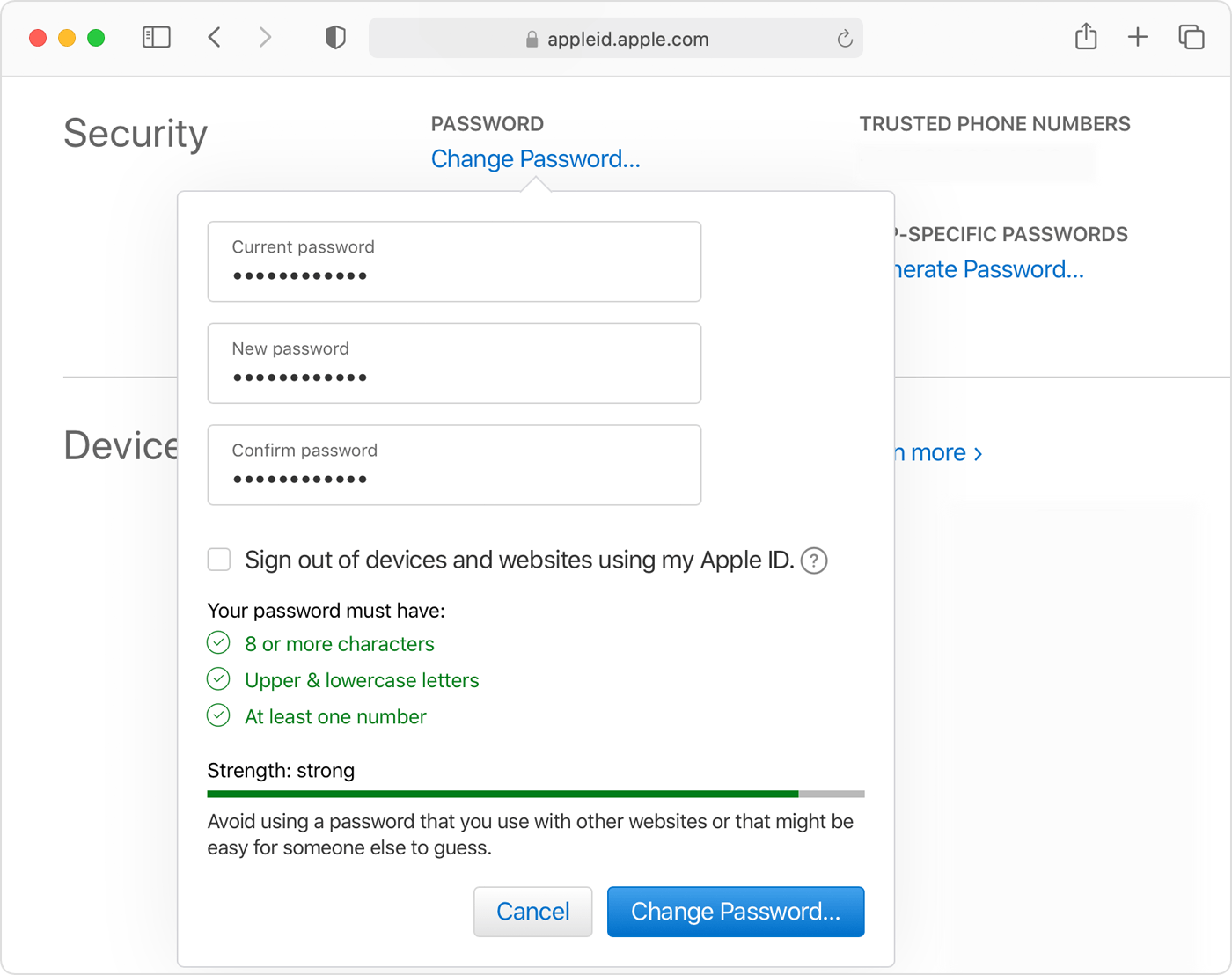 change password for email on mac