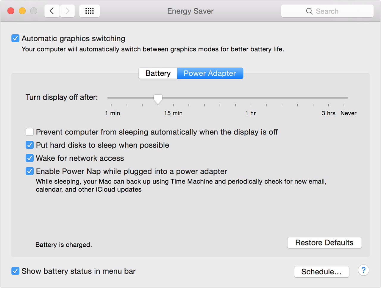 Set graphics performance on MacBook Pro 