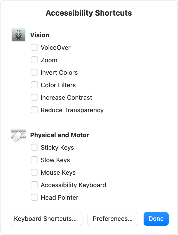 Use The Accessibility Shortcuts Panel On Mac Apple Support