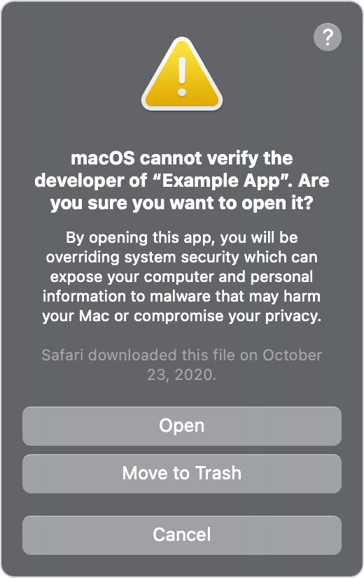 macOS bypass unverified developer alert