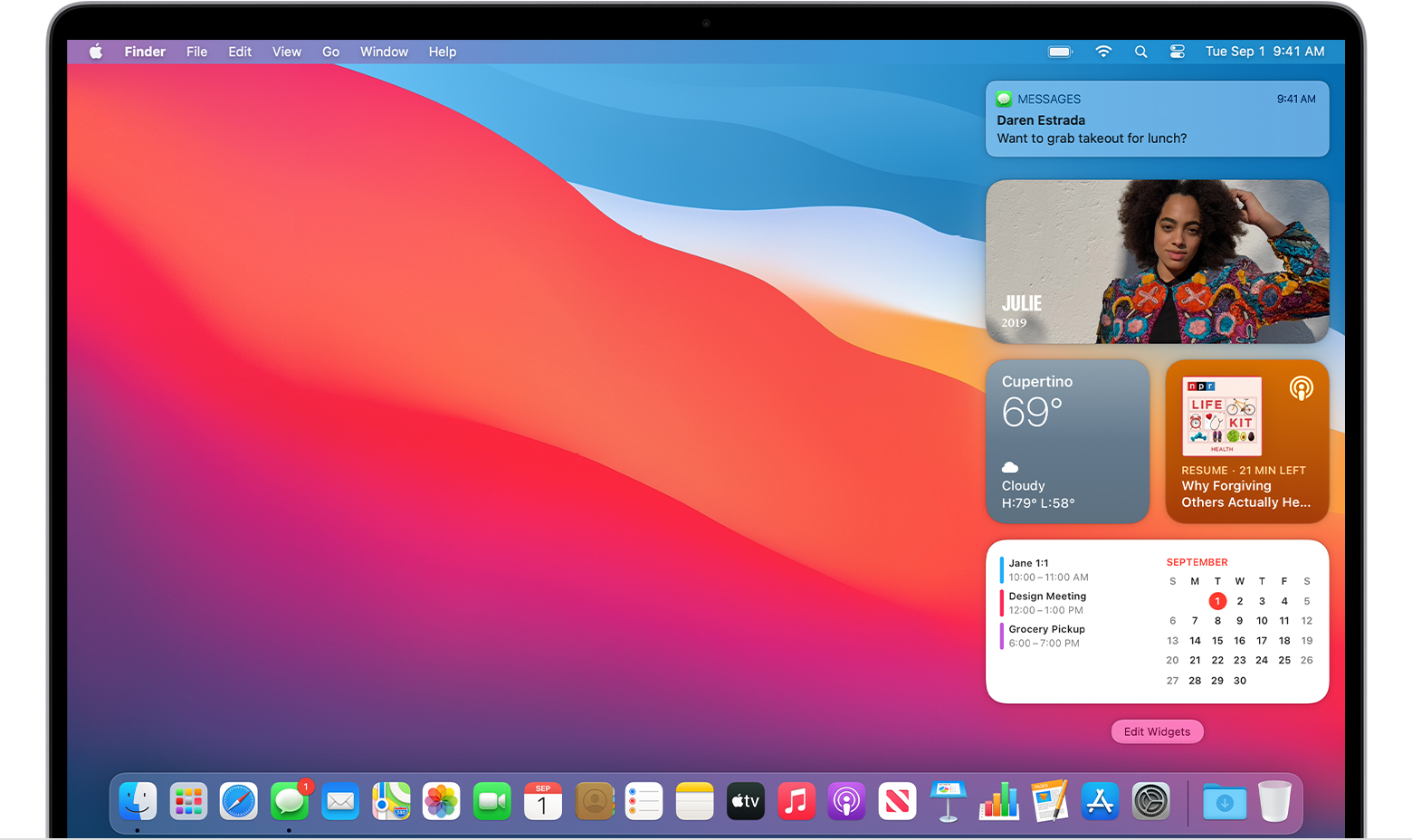 mac notification center widgets sierra lisr