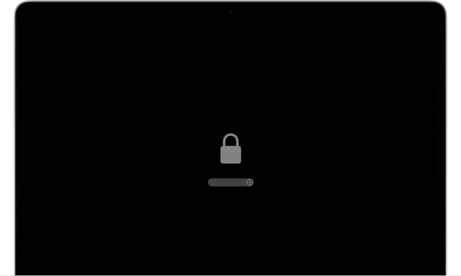 Úvodní obrazovka systému macOS s ikonou zámku firmwaru a polem pro zadání hesla