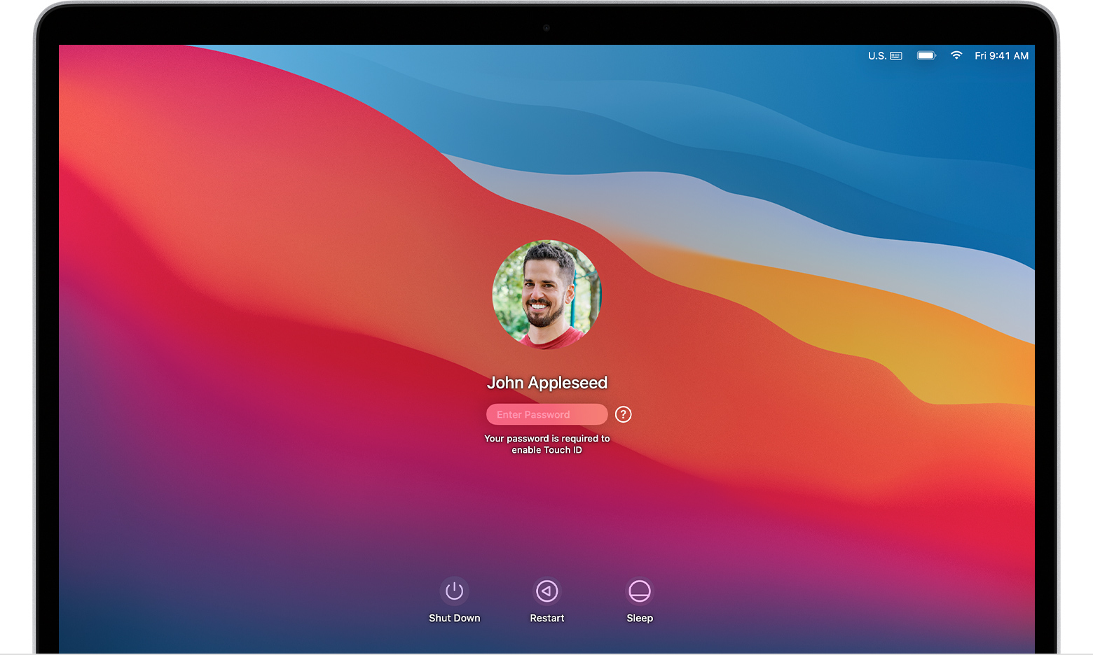 macOS Big Sur user login screen