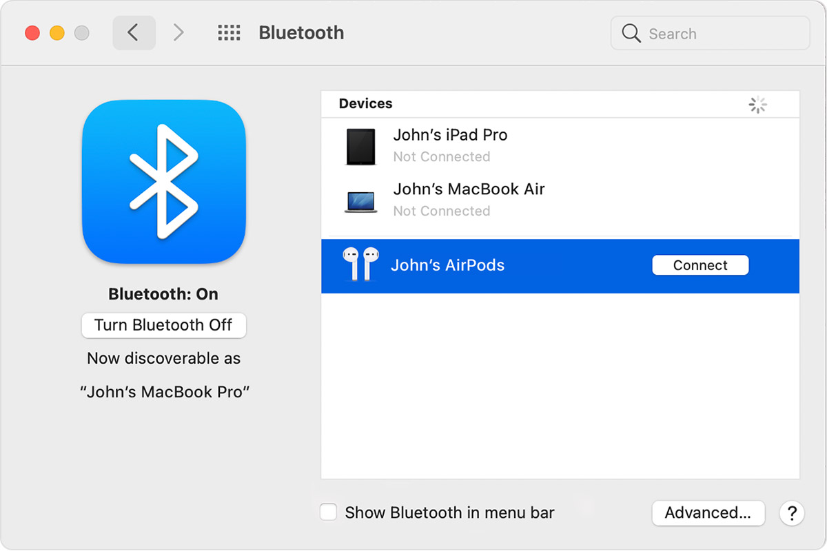 how to connect apple macbook pro via bluetooth to tv