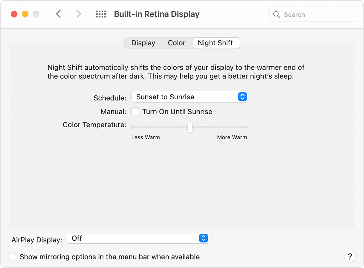 how to set keyboard shortcut for night shift mac