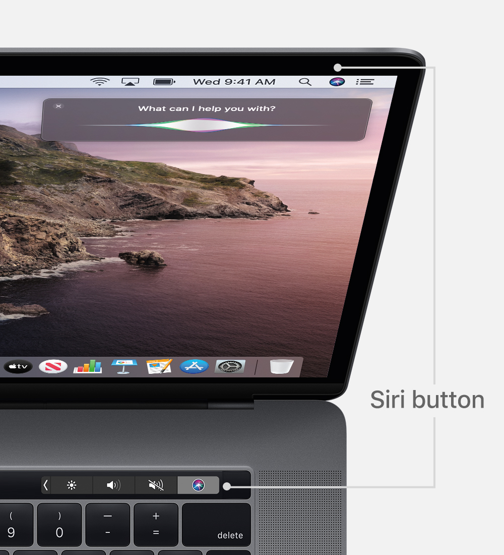Siri button on screen and on Touch Bar