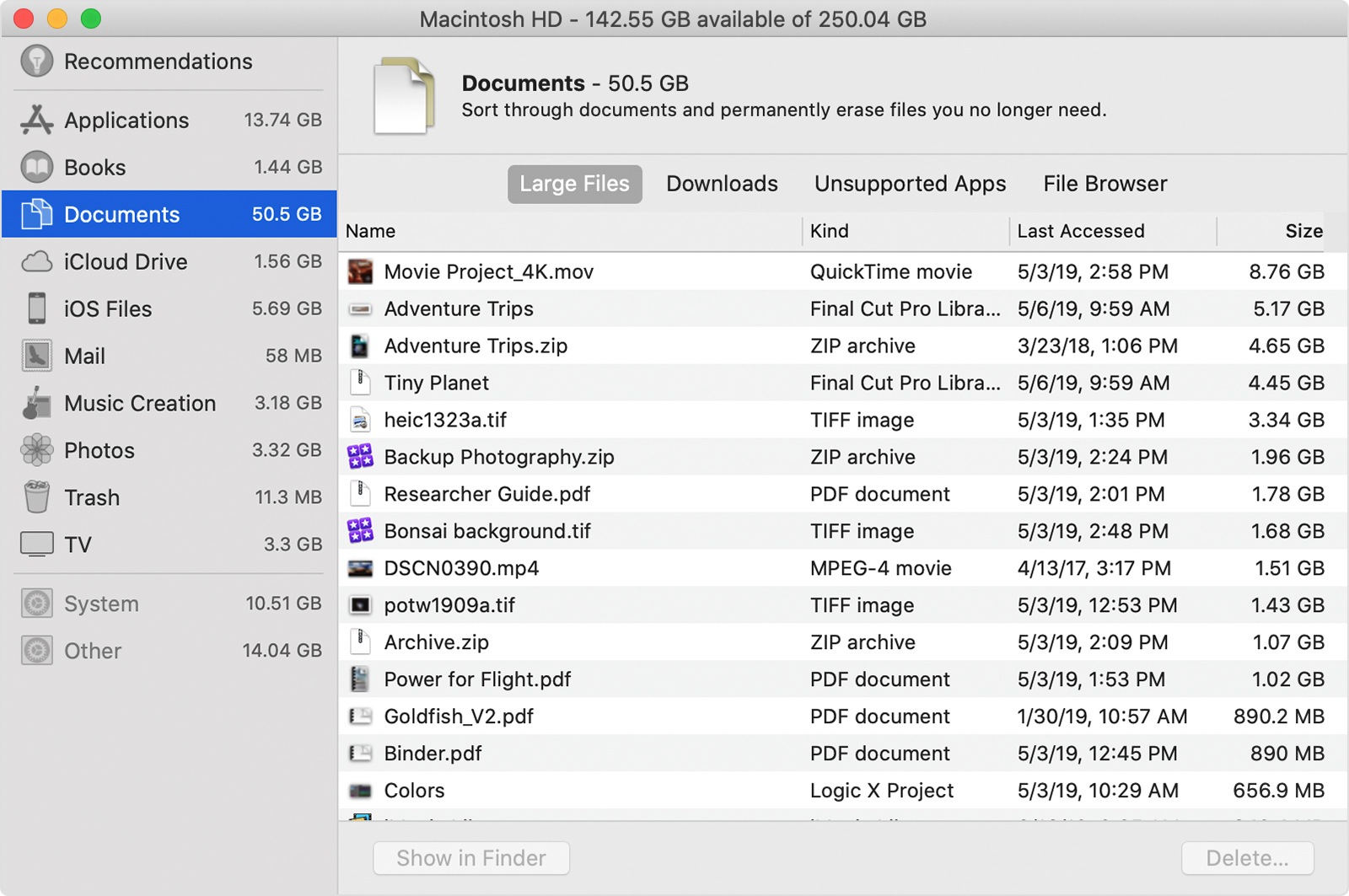 how to find documents on mac storage