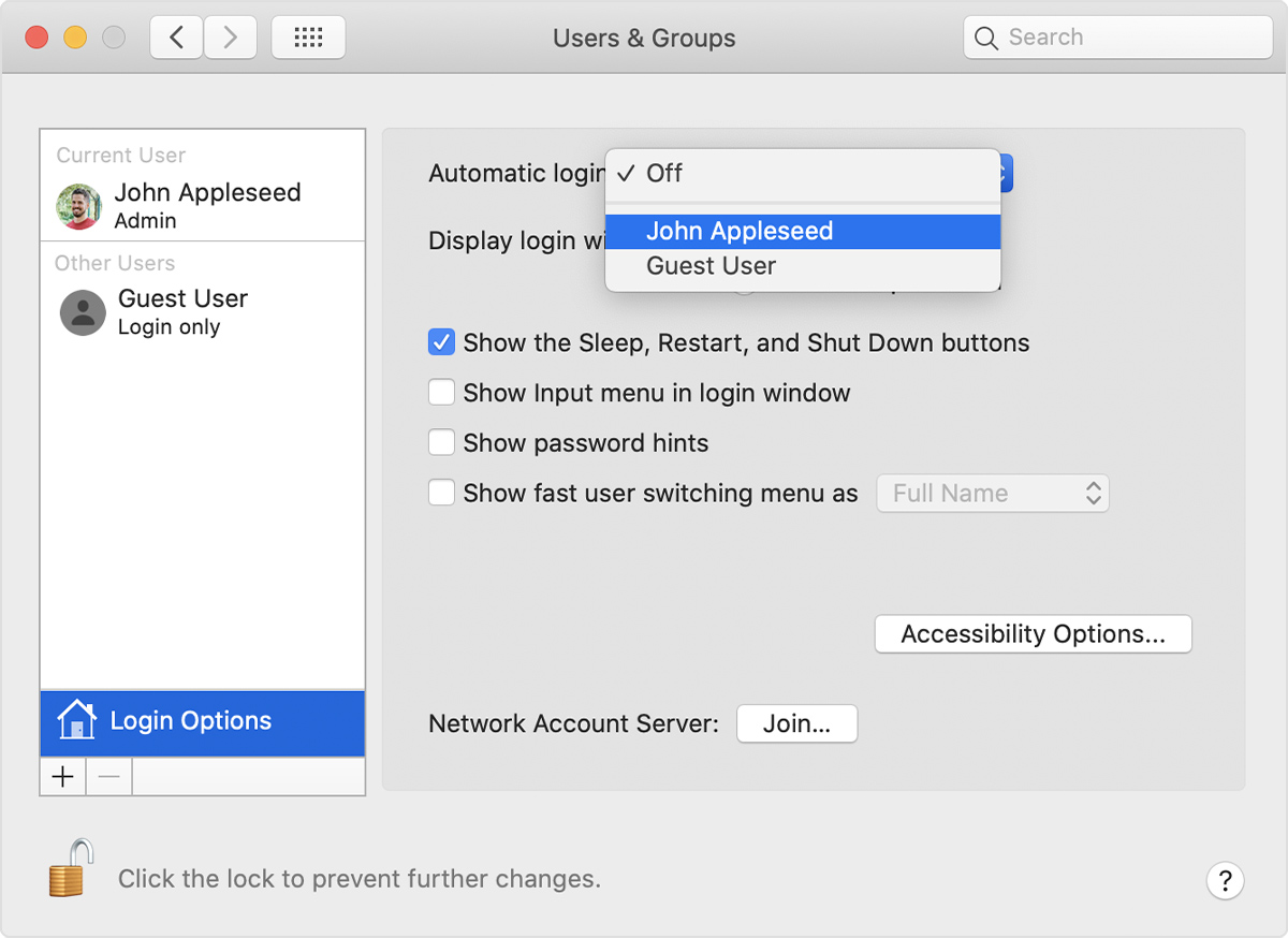 Set Your Mac To Automatically Log In During Startup Apple Support Ca
