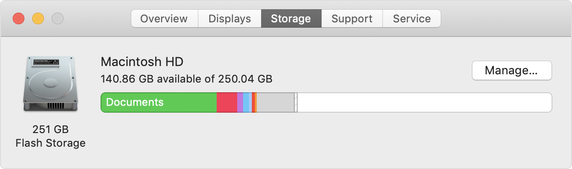 how much space dos osx need for bootup