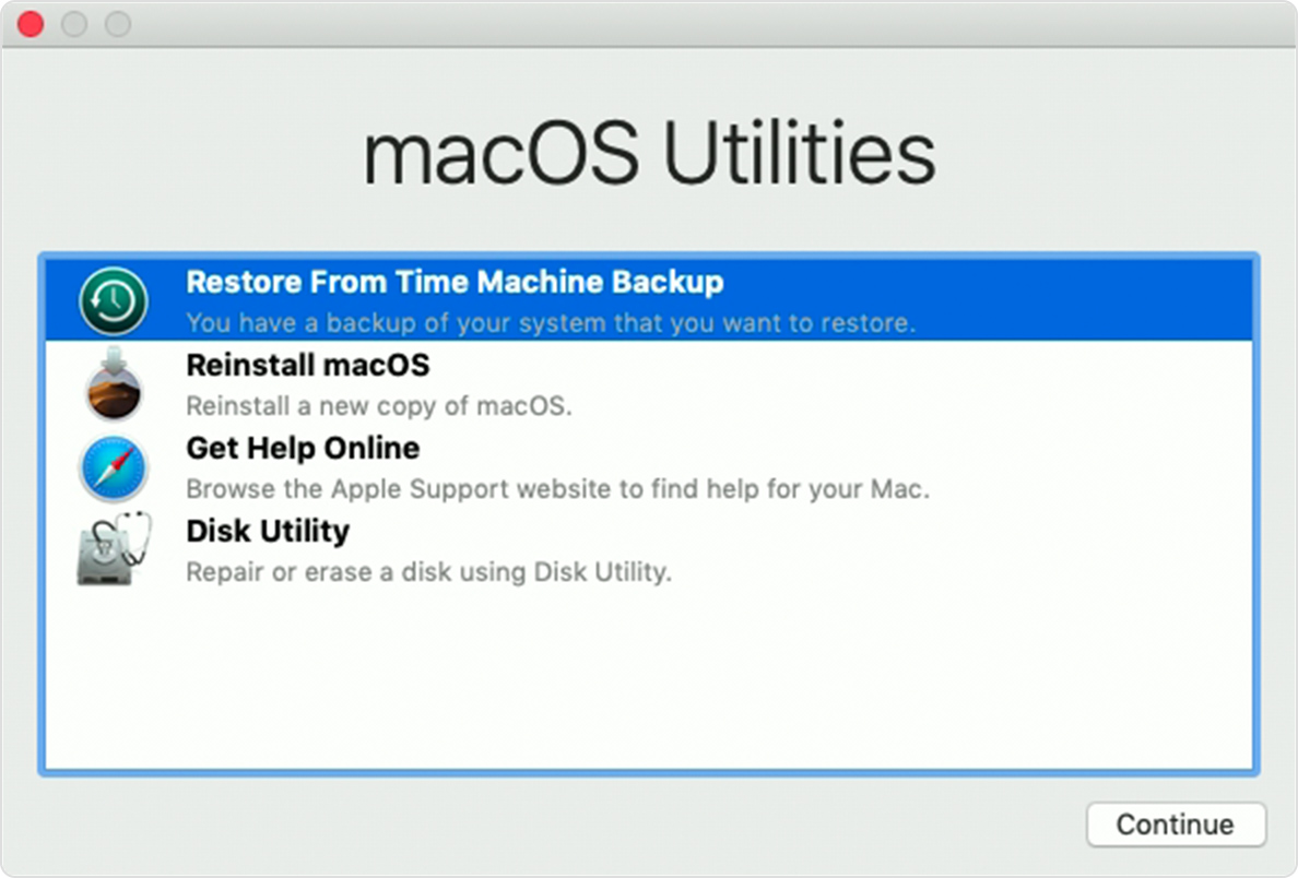 macos restore from time machine