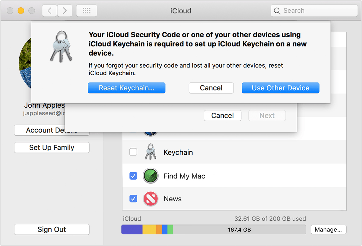 forgot icloud keychain password