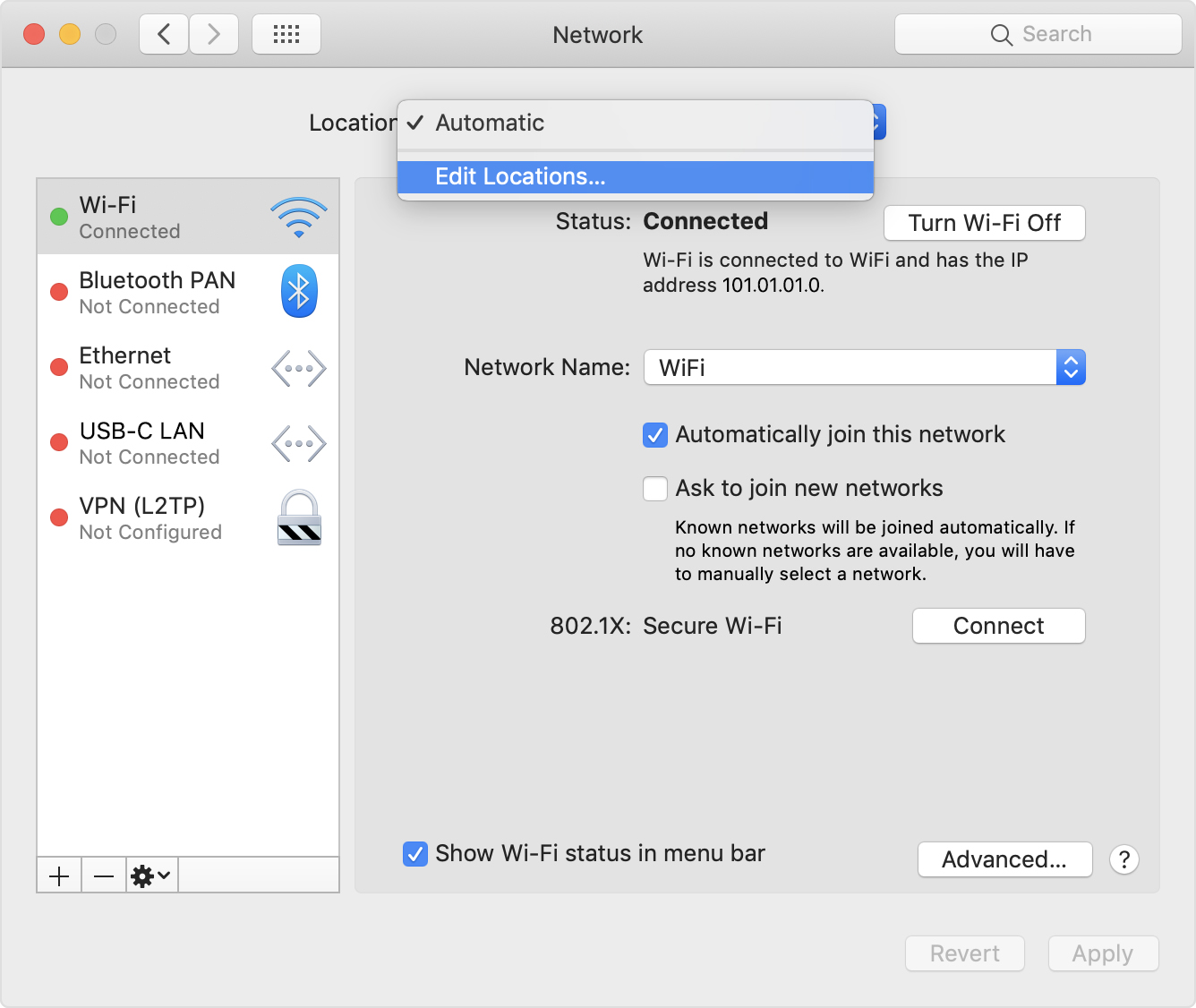 setup different network for mac to use
