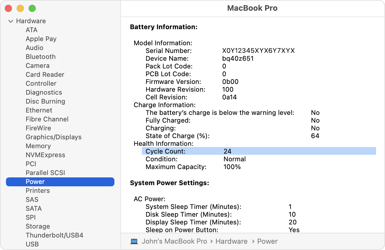 Oprør skruenøgle Formand Determine battery cycle count for Mac laptops - Apple Support