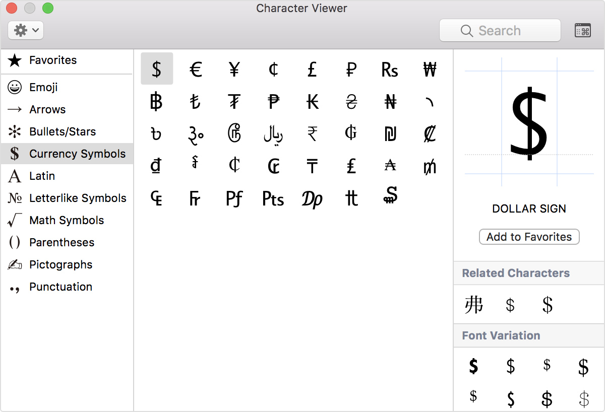 Mac symbols on keyboard