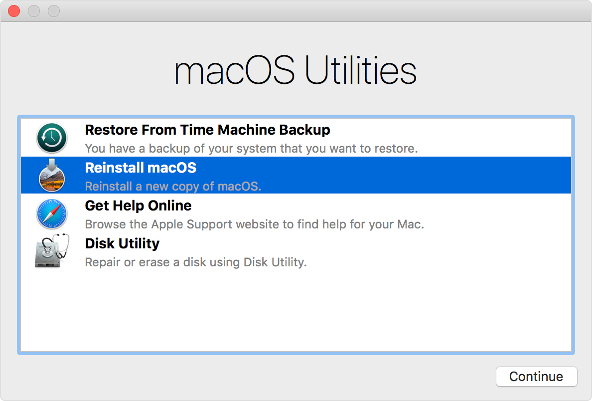 macOS Utilities window